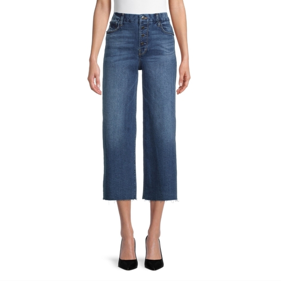 Time AND True Women's Wide Leg Crop Jeans- Standard and Plus Size - Picture 1 of 6